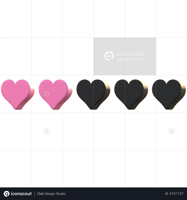 2 Heart Rating Emoji 3D Illustration