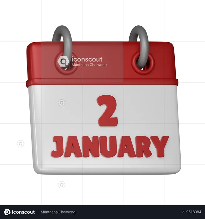 2 January  3D Icon