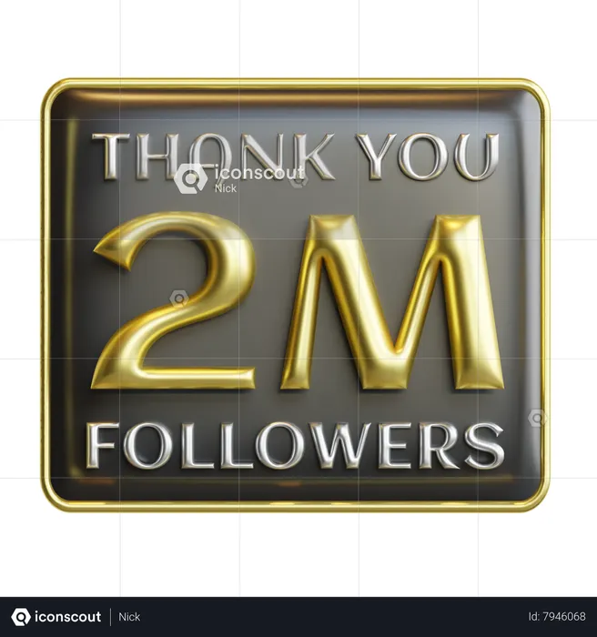 2 milhões de seguidores  3D Icon