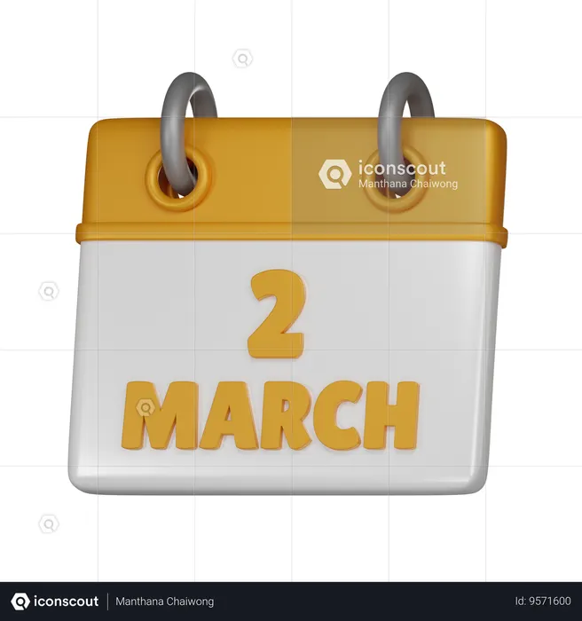 2 March  3D Icon
