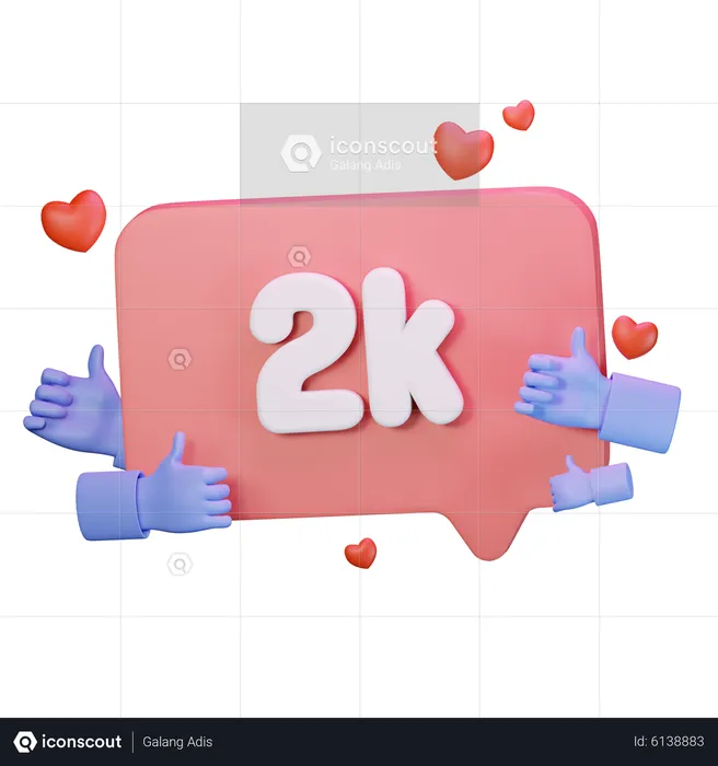 2k amor como seguidores  3D Icon