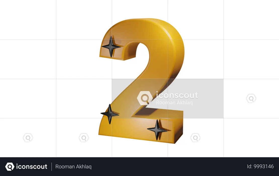 2 Number  3D Icon