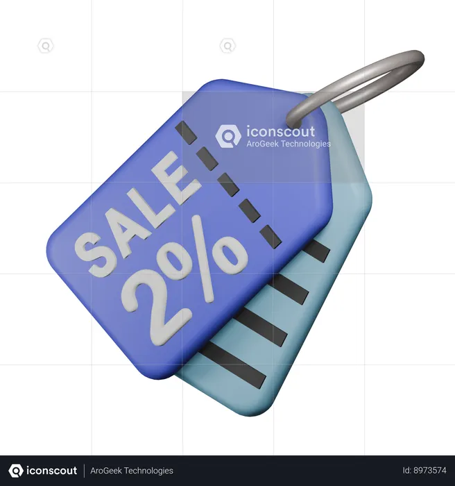 2% Sale Tag  3D Icon