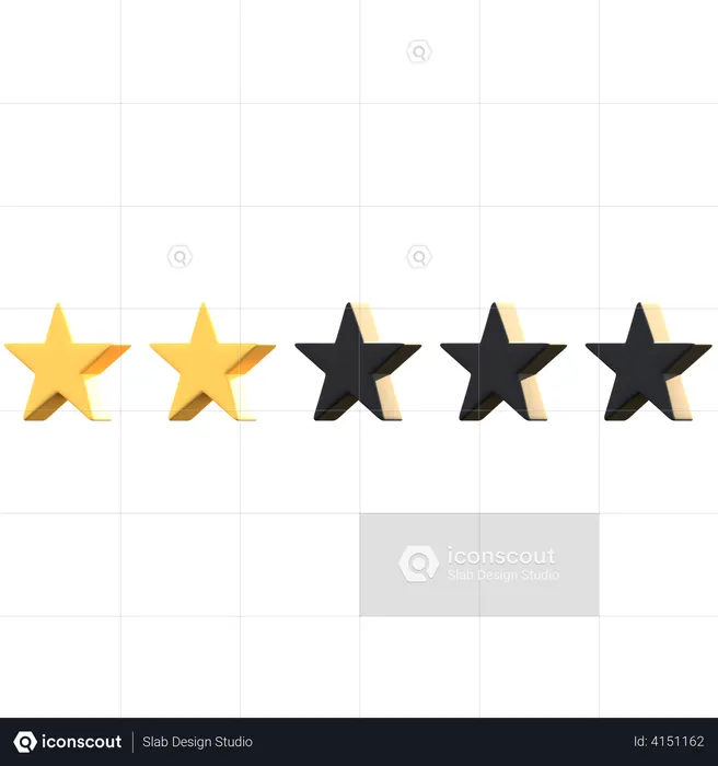 2 Star Rating Emoji 3D Illustration