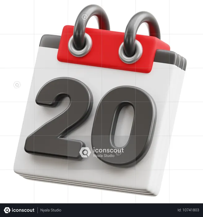 달력 날짜 20  3D Icon