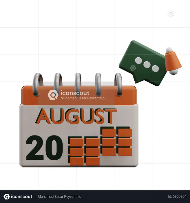 20 august  3D Icon