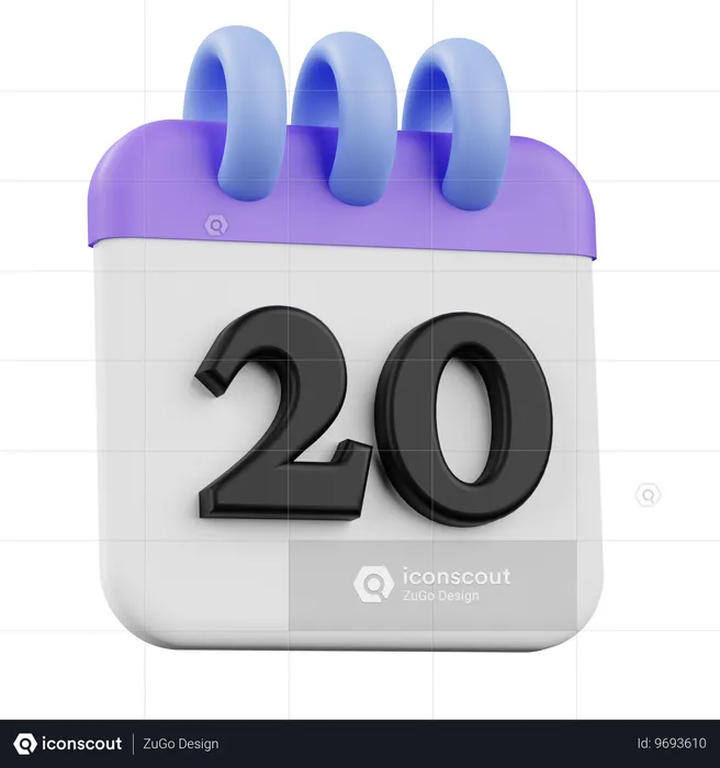 20 Calendar  3D Icon