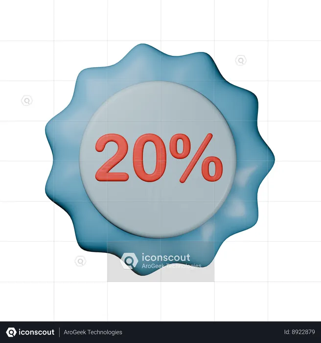 20% Discount Badge  3D Icon