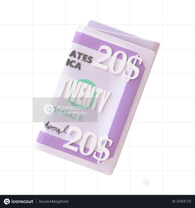 20 Dollar Note  3D Icon