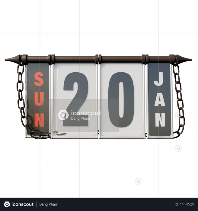 20. Januar Sonntag  3D Illustration