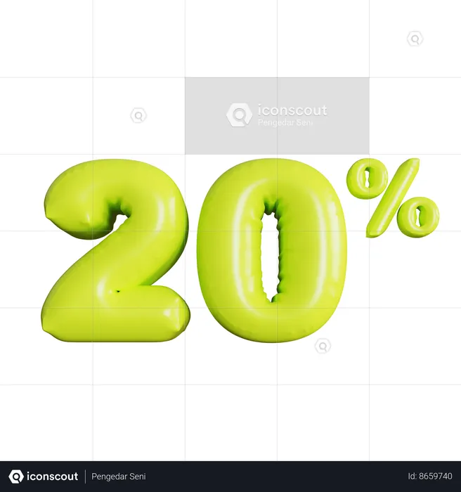 20 Percent Discount  3D Icon