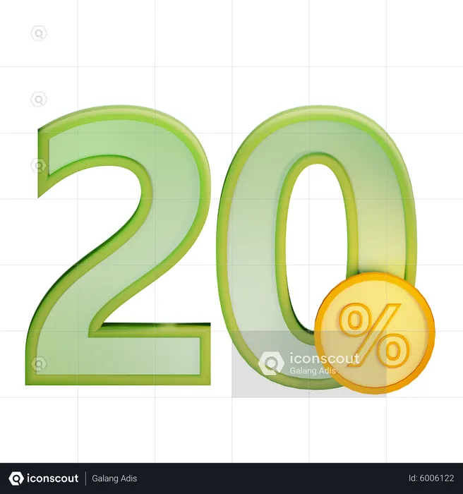 20 Percent Discount  3D Icon