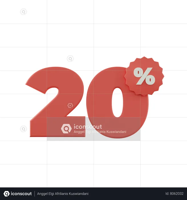 20 Percent Discount  3D Icon