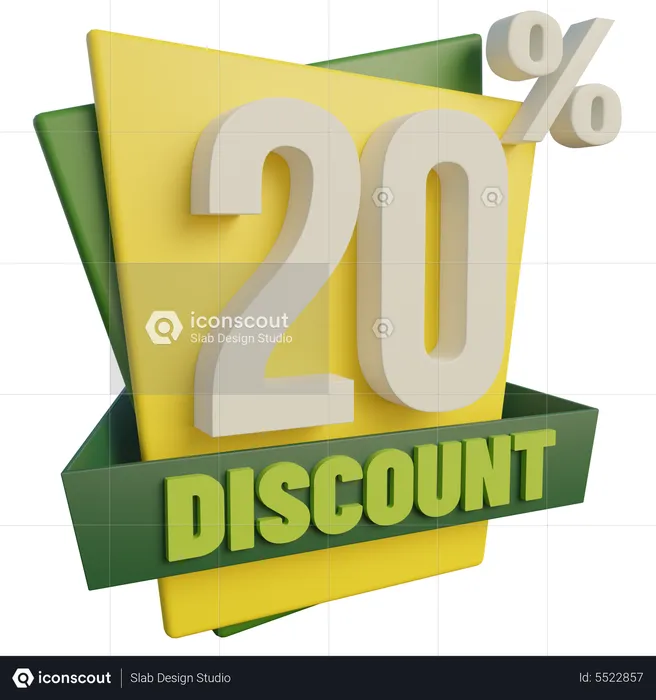 20 Percent Discount 3D Icon download in PNG, OBJ or Blend format