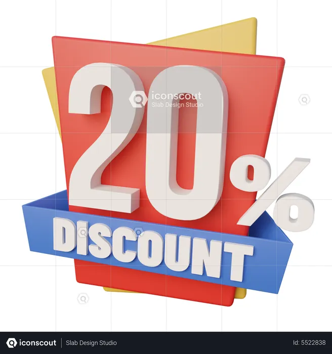 20 Percent Discount  3D Icon