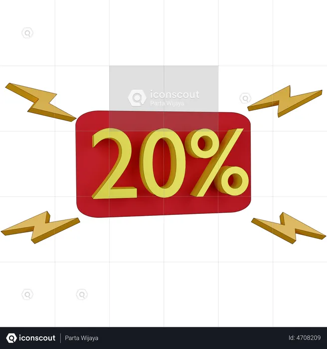 20 Percent Discount Tag  3D Illustration