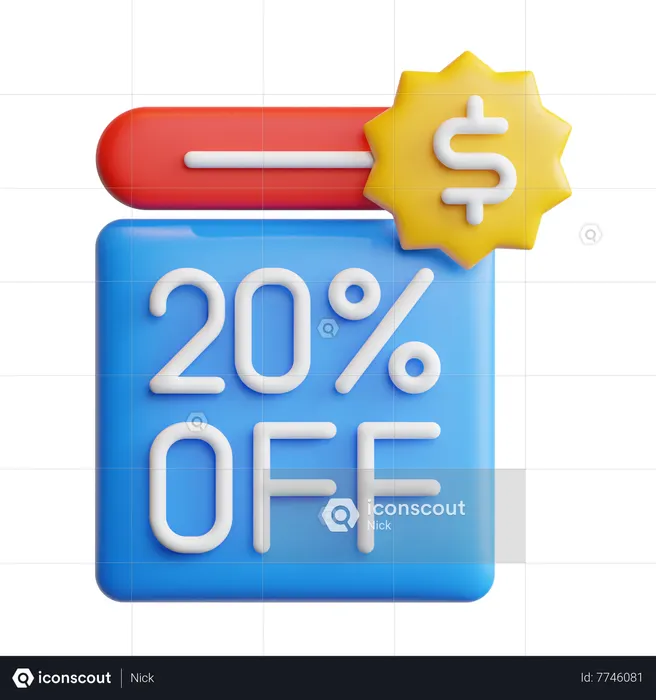 20 Percent Off  3D Icon
