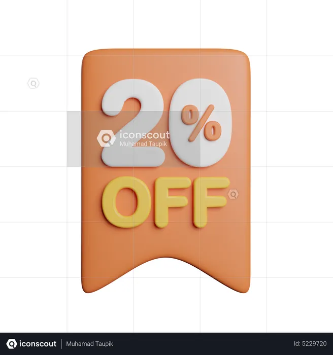 20 Percent Off Badge  3D Icon