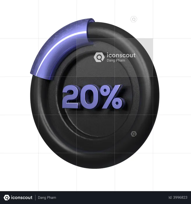 20 Percent Pie Chart  3D Illustration