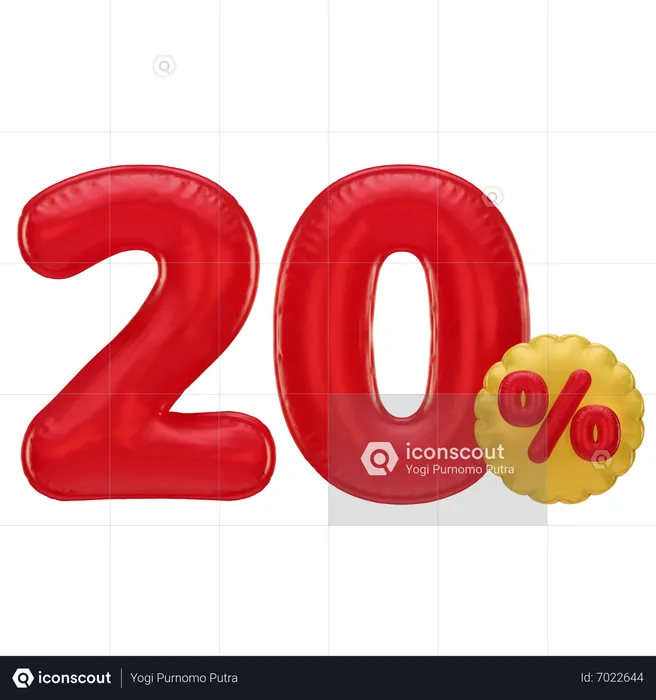 20 por cento de desconto  3D Icon