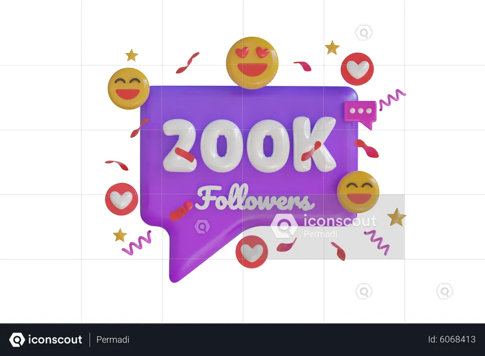 200 000 abonnés  3D Icon