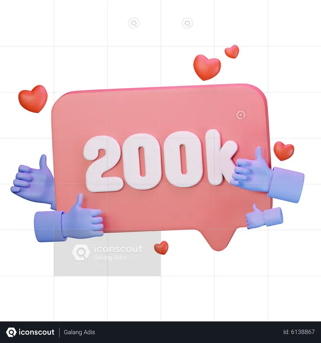 200k amor me gusta seguidores  3D Icon