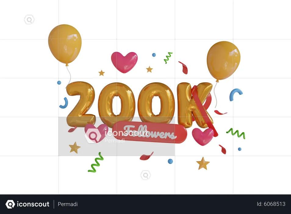 200K Follower  3D Icon