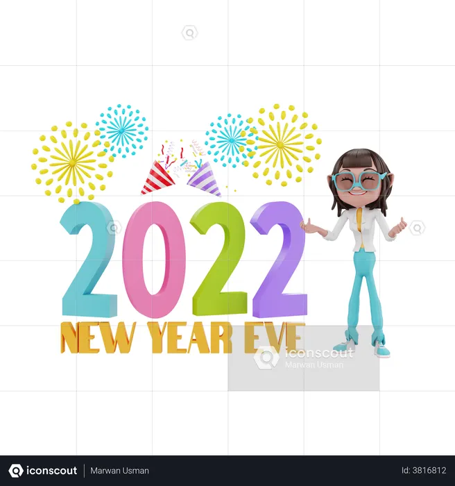 2022 New Year Eve  3D Illustration