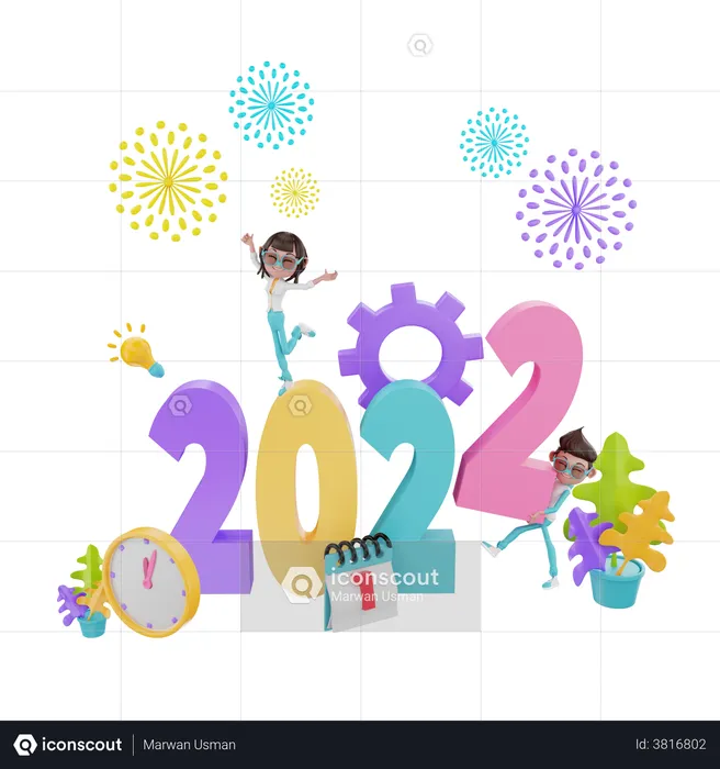 Silvester 2022  3D Illustration