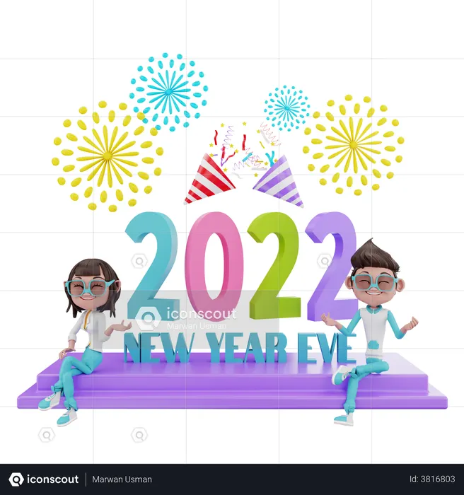 Silvester 2022  3D Illustration