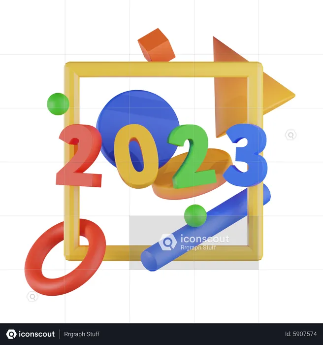 2023 Año Nuevo  3D Icon