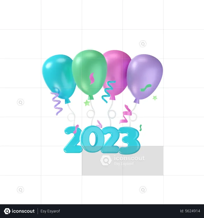 2023 Balloon  3D Icon