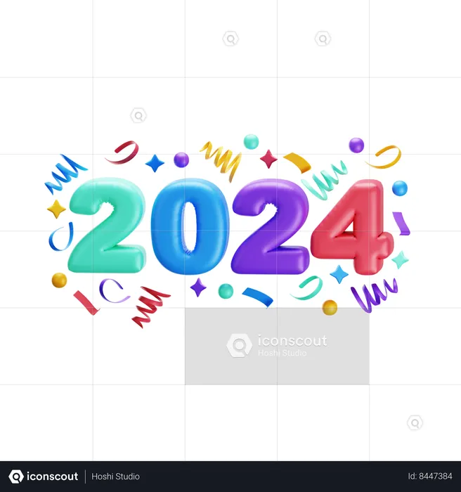 2024 balloons  3D Icon