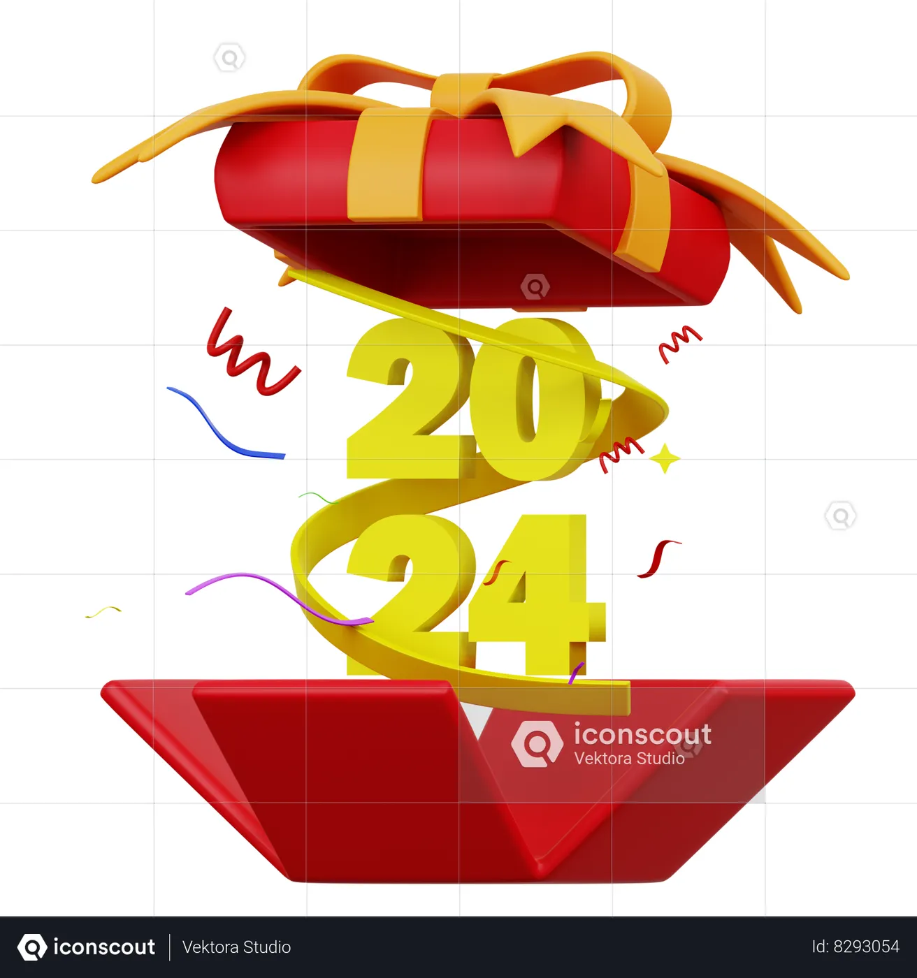 2024 Gift 3D Icon download in PNG, OBJ or Blend format