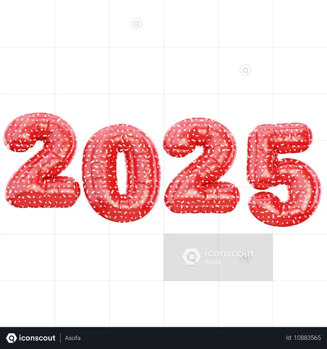 Ballon coloré 2025  3D Icon