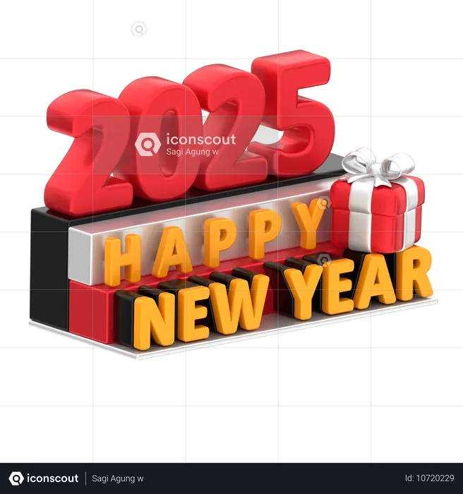 2025 feliz año nuevo  3D Icon