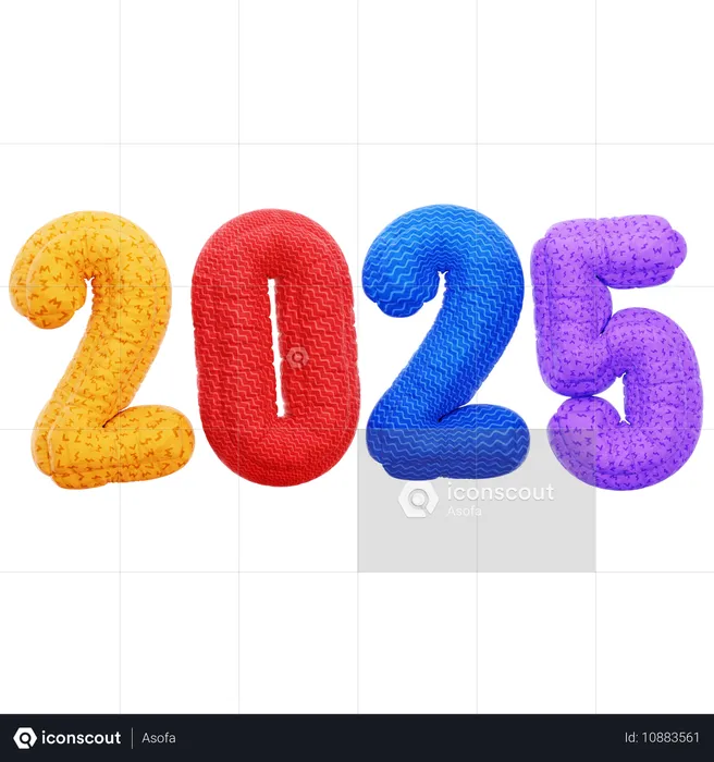 Globo colorido 2025  3D Icon