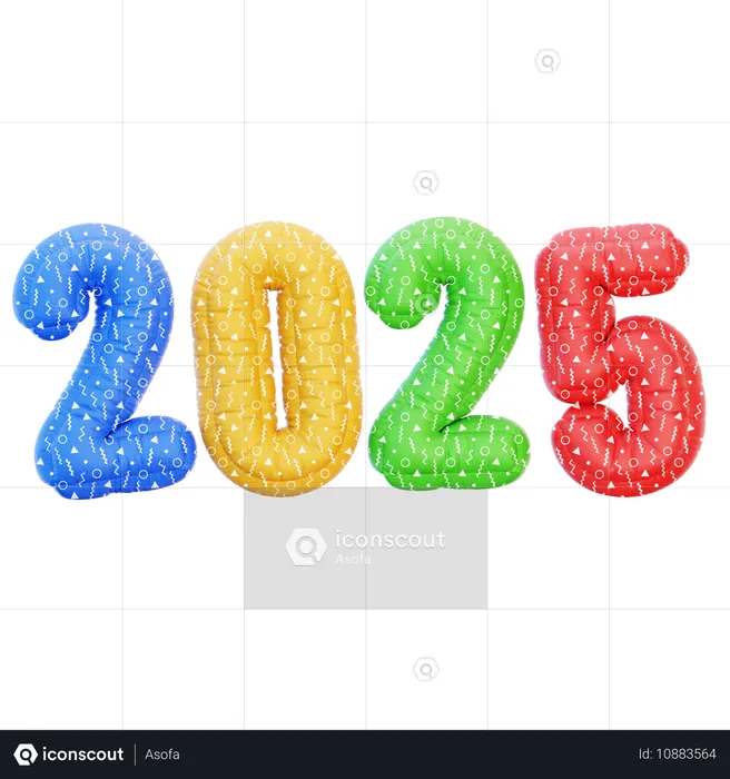 Globo colorido 2025  3D Icon