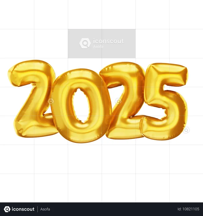 2025 Golden Balloon  3D Icon