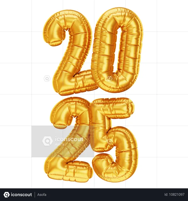 2025 Golden Balloon  3D Icon