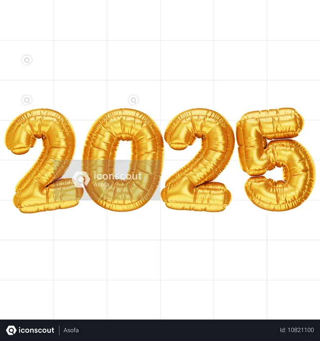 2025 Golden Balloon  3D Icon