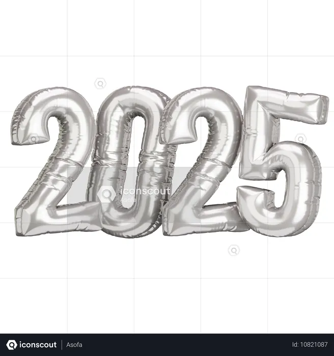 2025 Silver Balloon  3D Icon