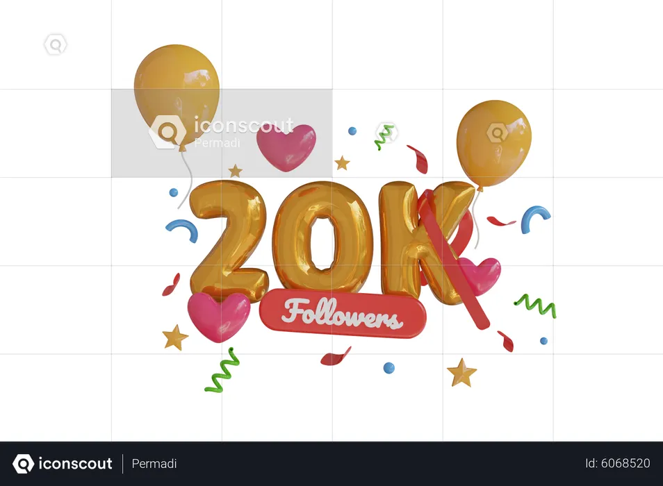 20K Follower  3D Icon