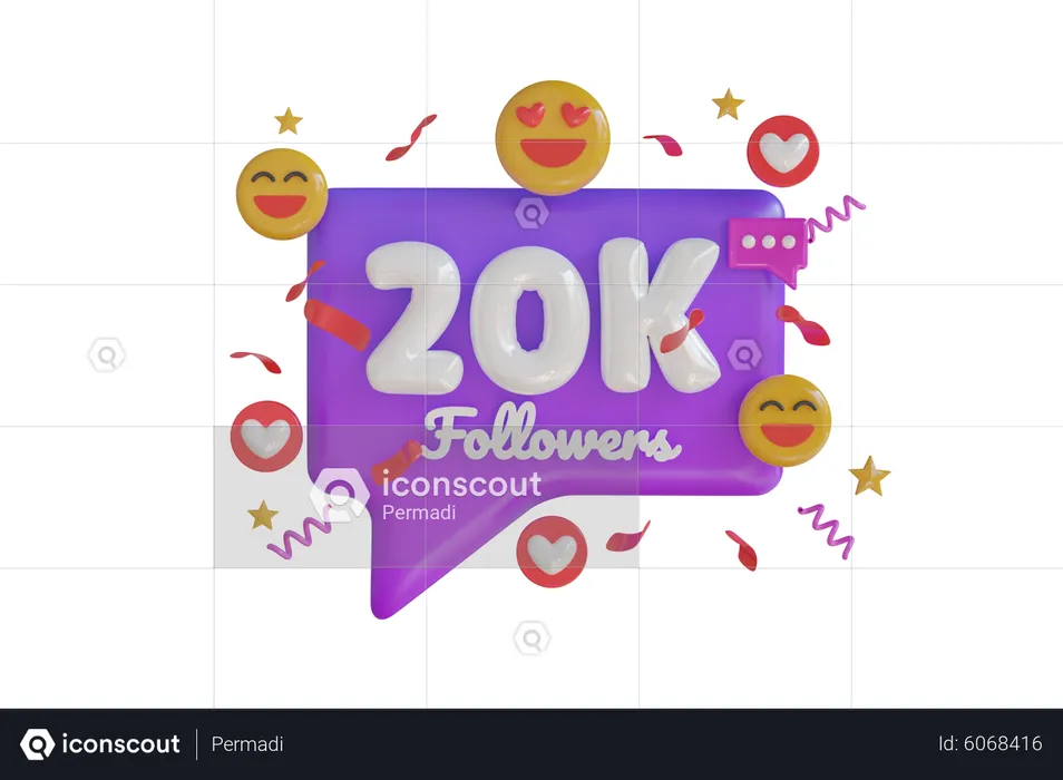 20k Followers  3D Icon