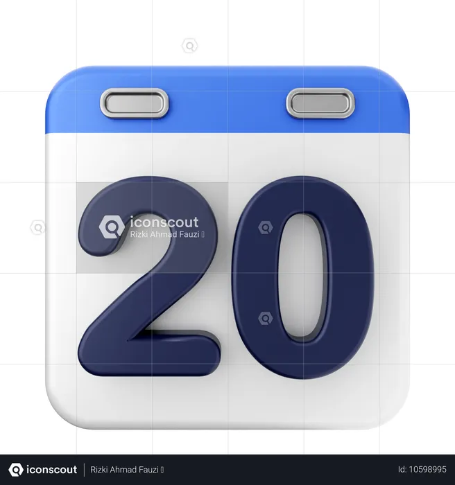 20th Calendar  3D Icon