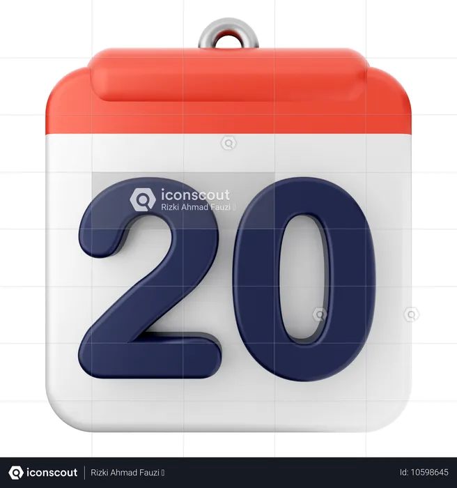 20th Calendar  3D Icon