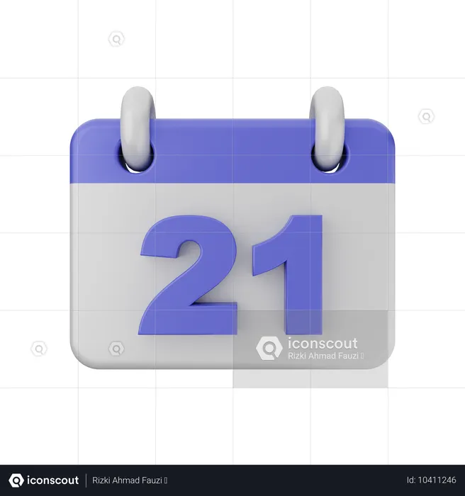 21 Date Calendar  3D Icon