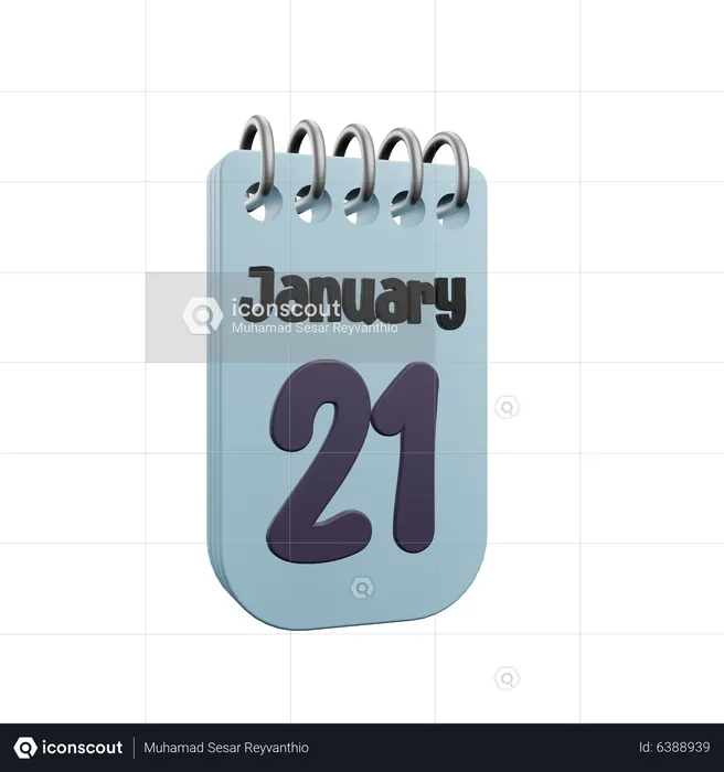 Calendario 21 de enero  3D Icon