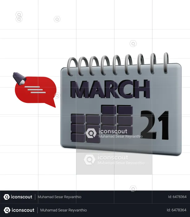 21 March Calender  3D Icon