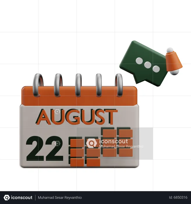 22 august  3D Icon